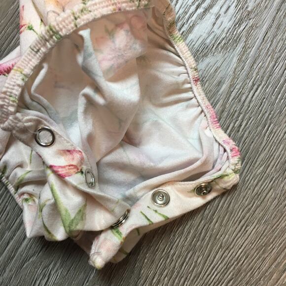 Bailey's Blossom Ruffle Off the Shoulder Floral Pink Sizes 4t Girls Bodysuit - Picture 4 of 6